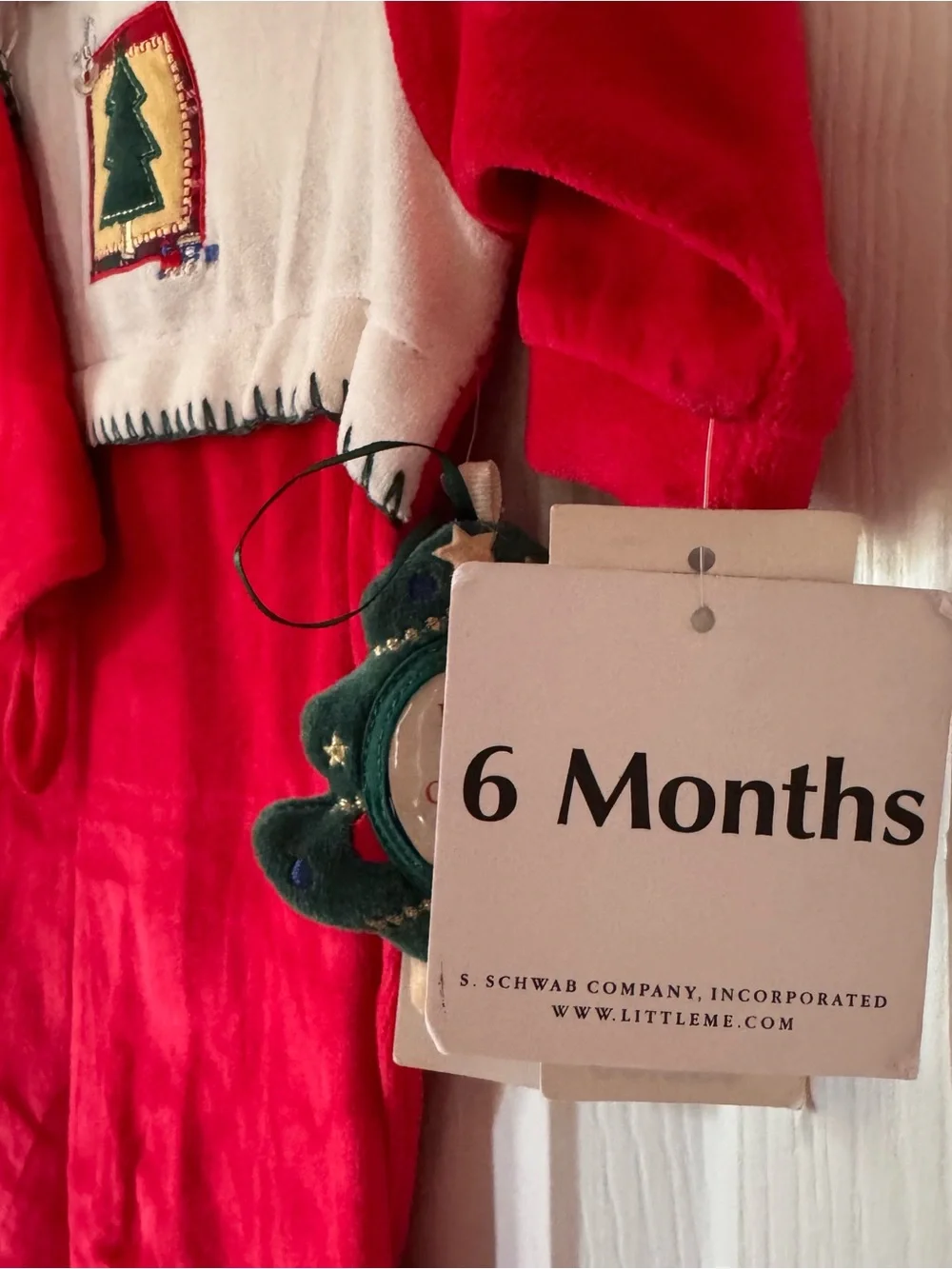 Little Me Vintage Velour Red Holiday Baby One-Piece Footed Sleeper Romper NEW